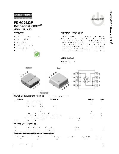 Fairchild Semiconductor fdmc2523p  . Electronic Components Datasheets Active components Transistors Fairchild Semiconductor fdmc2523p.pdf