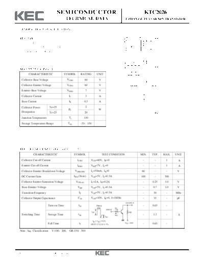 KEC ktc2026  . Electronic Components Datasheets Active components Transistors KEC ktc2026.pdf
