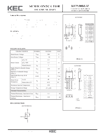 KEC kf3n50dz-iz  . Electronic Components Datasheets Active components Transistors KEC kf3n50dz-iz.pdf