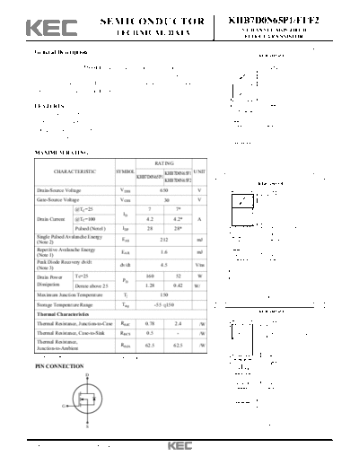 KEC khb7d0n65p1 f1 f2  . Electronic Components Datasheets Active components Transistors KEC khb7d0n65p1_f1_f2.pdf