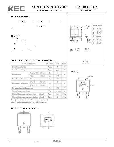 KEC kmb054n40da  . Electronic Components Datasheets Active components Transistors KEC kmb054n40da.pdf