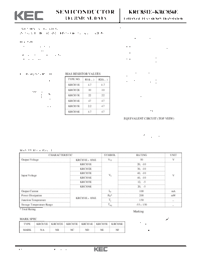 KEC krc851e-856e  . Electronic Components Datasheets Active components Transistors KEC krc851e-856e.pdf