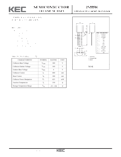 . Electronic Components Datasheets 2n5551c  . Electronic Components Datasheets Active components Transistors KEC 2n5551c.pdf