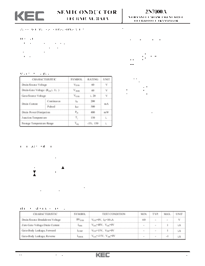 KEC 2n7000a  . Electronic Components Datasheets Active components Transistors KEC 2n7000a.pdf