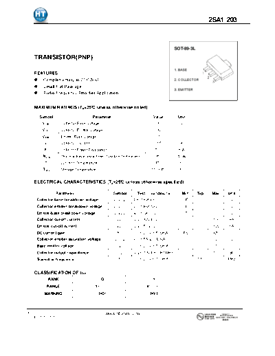 HT Semiconductor 2sa1203  . Electronic Components Datasheets Active components Transistors HT Semiconductor 2sa1203.pdf