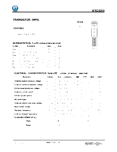 HT Semiconductor ktc3205  . Electronic Components Datasheets Active components Transistors HT Semiconductor ktc3205.pdf