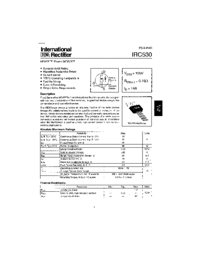 International Rectifier irc530  . Electronic Components Datasheets Active components Transistors International Rectifier irc530.pdf