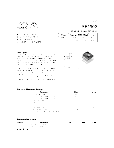 International Rectifier irf1902  . Electronic Components Datasheets Active components Transistors International Rectifier irf1902.pdf