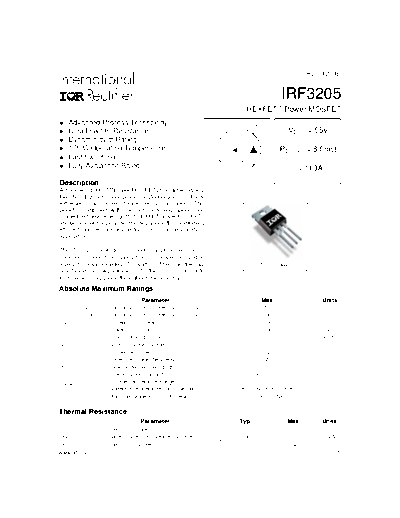 International Rectifier irf3205  . Electronic Components Datasheets Active components Transistors International Rectifier irf3205.pdf