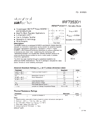 International Rectifier irf7353d1  . Electronic Components Datasheets Active components Transistors International Rectifier irf7353d1.pdf