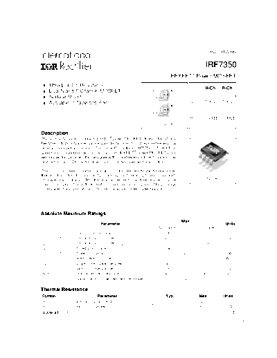 International Rectifier irf7350  . Electronic Components Datasheets Active components Transistors International Rectifier irf7350.pdf