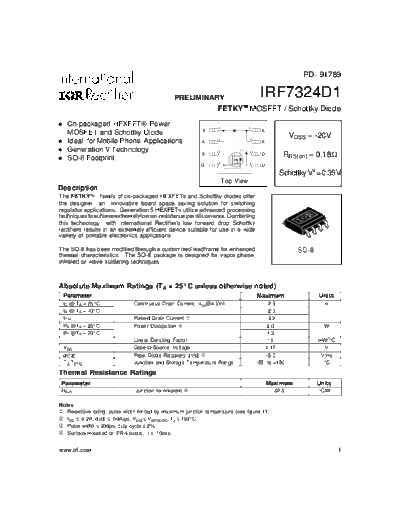 International Rectifier irf7324d1  . Electronic Components Datasheets Active components Transistors International Rectifier irf7324d1.pdf