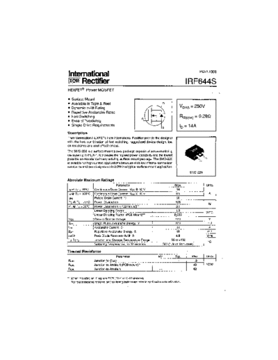 International Rectifier irf644s  . Electronic Components Datasheets Active components Transistors International Rectifier irf644s.pdf