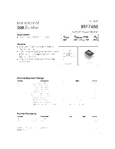 International Rectifier irf7488  . Electronic Components Datasheets Active components Transistors International Rectifier irf7488.pdf