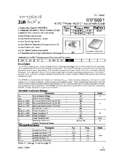 International Rectifier irf6691  . Electronic Components Datasheets Active components Transistors International Rectifier irf6691.pdf