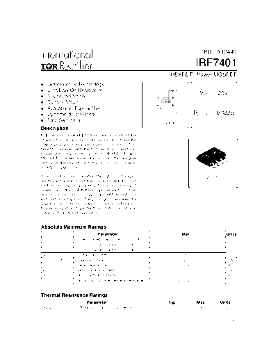 International Rectifier irf7401  . Electronic Components Datasheets Active components Transistors International Rectifier irf7401.pdf