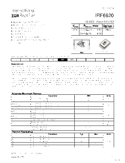 International Rectifier irf6620  . Electronic Components Datasheets Active components Transistors International Rectifier irf6620.pdf