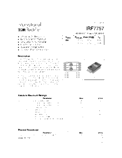 International Rectifier irf7757  . Electronic Components Datasheets Active components Transistors International Rectifier irf7757.pdf