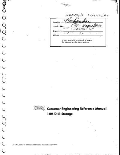 IBM 227-5541-2 CE Reference 1405 Disk Storage  IBM 1410 CE_Instruction_Reference_Maintenance 1405_Disk 227-5541-2_CE_Reference_1405_Disk_Storage.pdf