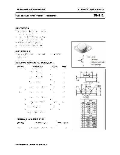 Inchange Semiconductor 2n4912  . Electronic Components Datasheets Active components Transistors Inchange Semiconductor 2n4912.pdf