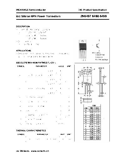 Inchange Semiconductor 2n6497 6498 6499  . Electronic Components Datasheets Active components Transistors Inchange Semiconductor 2n6497_6498_6499.pdf