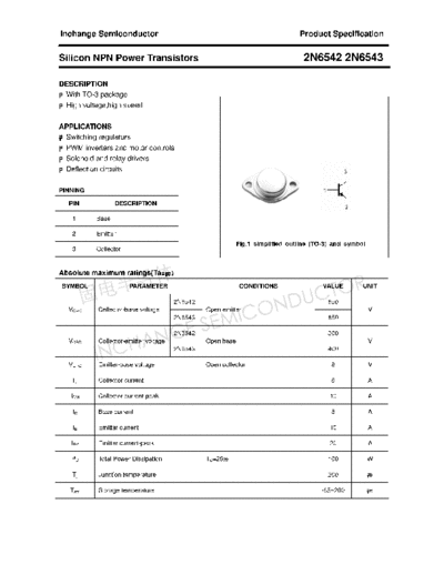 Inchange Semiconductor 2n6542 2n6543  . Electronic Components Datasheets Active components Transistors Inchange Semiconductor 2n6542_2n6543.pdf