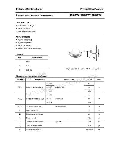 Inchange Semiconductor 2n6576 2n6577 2n6578  . Electronic Components Datasheets Active components Transistors Inchange Semiconductor 2n6576_2n6577_2n6578.pdf