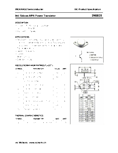 Inchange Semiconductor 2n6835  . Electronic Components Datasheets Active components Transistors Inchange Semiconductor 2n6835.pdf