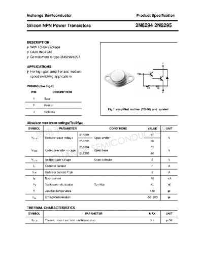 Inchange Semiconductor 2n6294 2n6295  . Electronic Components Datasheets Active components Transistors Inchange Semiconductor 2n6294_2n6295.pdf