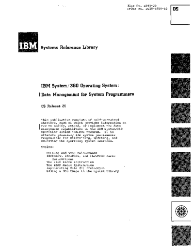 IBM GC28-6550-10 Data Management for System Programmers Rel 21 Mar72 IBM 360 os R21.0_Mar72 GC28-6550-10_Data_Management_for_System_Programmers_Rel_21_Mar72.pdf