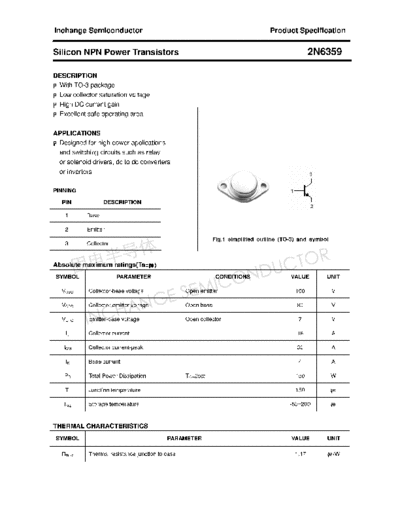 Inchange Semiconductor 2n6359  . Electronic Components Datasheets Active components Transistors Inchange Semiconductor 2n6359.pdf