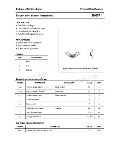 Inchange Semiconductor 2n6371  . Electronic Components Datasheets Active components Transistors Inchange Semiconductor 2n6371.pdf