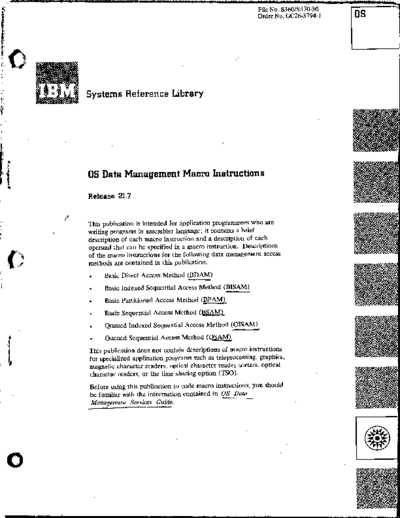 IBM GC26-3794-1 OS Data Management Macro Instructions Rel 21.7 Jun73  IBM 360 os R21.7_Apr73 GC26-3794-1_OS_Data_Management_Macro_Instructions_Rel_21.7_Jun73.pdf