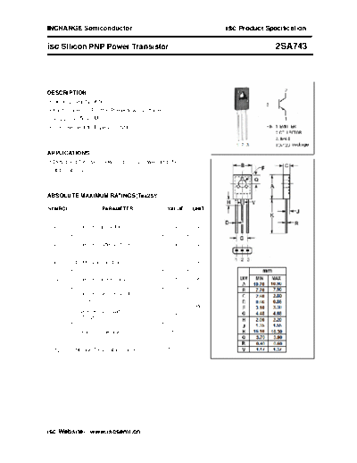 Inchange Semiconductor 2sa743  . Electronic Components Datasheets Active components Transistors Inchange Semiconductor 2sa743.pdf