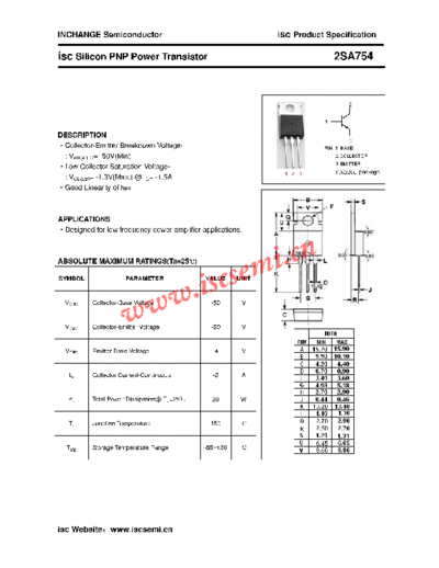 Inchange Semiconductor 2sa754  . Electronic Components Datasheets Active components Transistors Inchange Semiconductor 2sa754.pdf