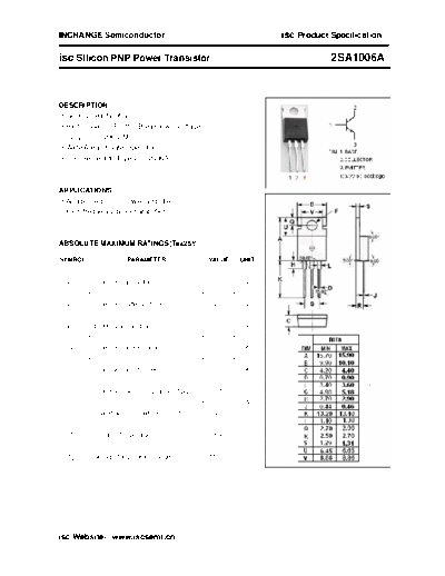 Inchange Semiconductor 2sa1006a  . Electronic Components Datasheets Active components Transistors Inchange Semiconductor 2sa1006a.pdf