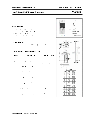 Inchange Semiconductor 2sa1012  . Electronic Components Datasheets Active components Transistors Inchange Semiconductor 2sa1012.pdf