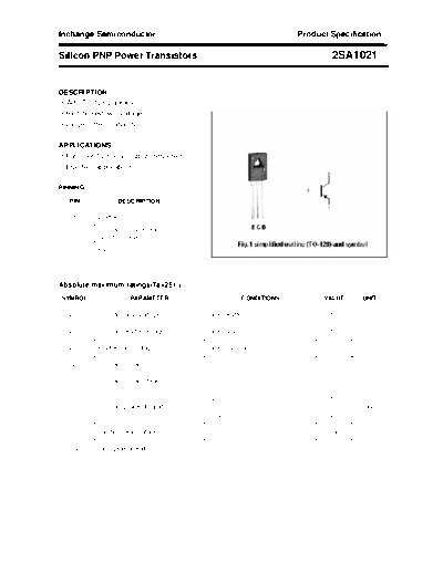 Inchange Semiconductor 2sa1021  . Electronic Components Datasheets Active components Transistors Inchange Semiconductor 2sa1021.pdf