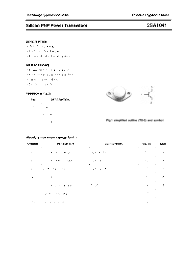 Inchange Semiconductor 2sa1041  . Electronic Components Datasheets Active components Transistors Inchange Semiconductor 2sa1041.pdf