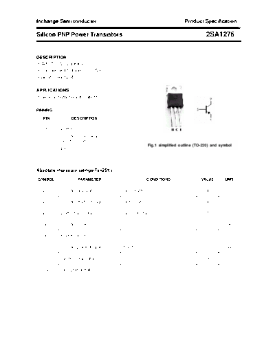 Inchange Semiconductor 2sa1276  . Electronic Components Datasheets Active components Transistors Inchange Semiconductor 2sa1276.pdf