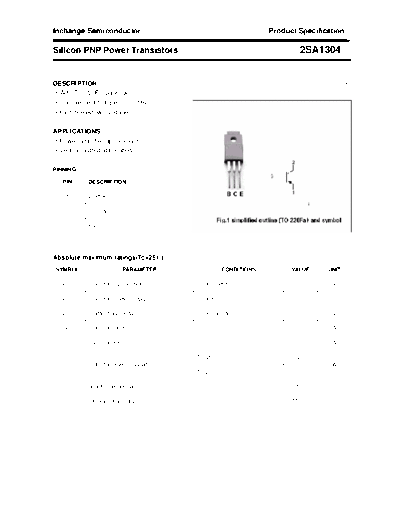 Inchange Semiconductor 2sa1304  . Electronic Components Datasheets Active components Transistors Inchange Semiconductor 2sa1304.pdf