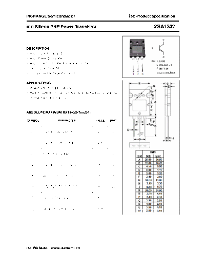 Inchange Semiconductor 2sa1302  . Electronic Components Datasheets Active components Transistors Inchange Semiconductor 2sa1302.pdf