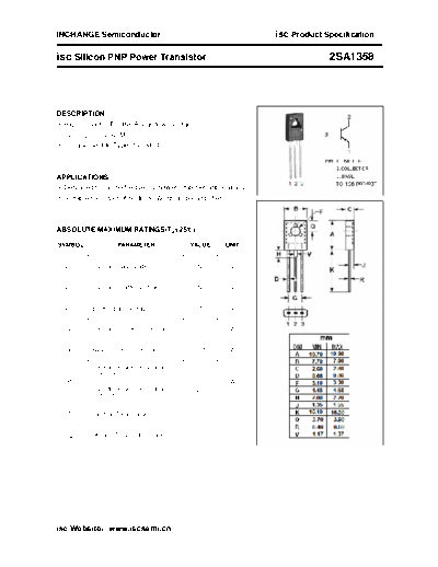 Inchange Semiconductor 2sa1358  . Electronic Components Datasheets Active components Transistors Inchange Semiconductor 2sa1358.pdf