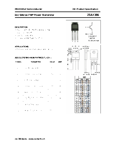 Inchange Semiconductor 2sa1386  . Electronic Components Datasheets Active components Transistors Inchange Semiconductor 2sa1386.pdf