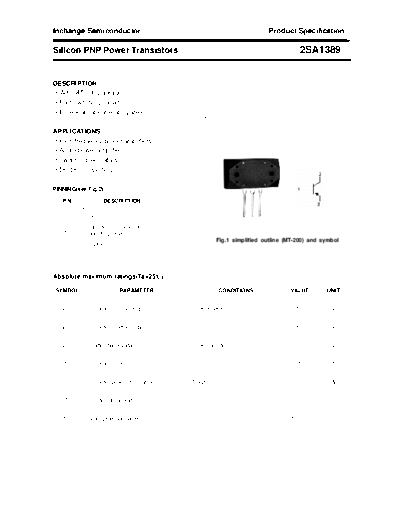 Inchange Semiconductor 2sa1389  . Electronic Components Datasheets Active components Transistors Inchange Semiconductor 2sa1389.pdf