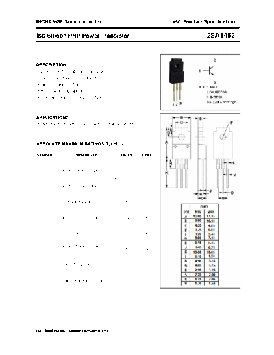 Inchange Semiconductor 2sa1452  . Electronic Components Datasheets Active components Transistors Inchange Semiconductor 2sa1452.pdf