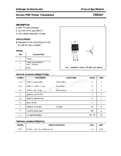 Inchange Semiconductor 2sb507  . Electronic Components Datasheets Active components Transistors Inchange Semiconductor 2sb507.pdf