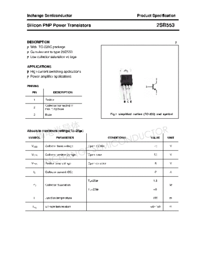 Inchange Semiconductor 2sb553  . Electronic Components Datasheets Active components Transistors Inchange Semiconductor 2sb553.pdf