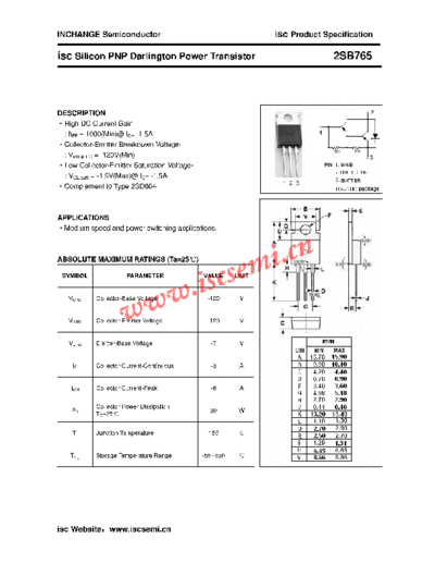 Inchange Semiconductor 2sb765  . Electronic Components Datasheets Active components Transistors Inchange Semiconductor 2sb765.pdf