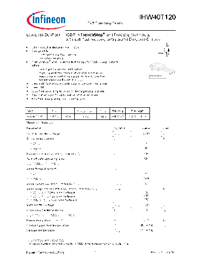 Infineon ihw40t120 d18 rev2 3g  . Electronic Components Datasheets Active components Transistors Infineon ihw40t120_d18_rev2_3g.pdf